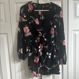 Floral Black and Pink Romper